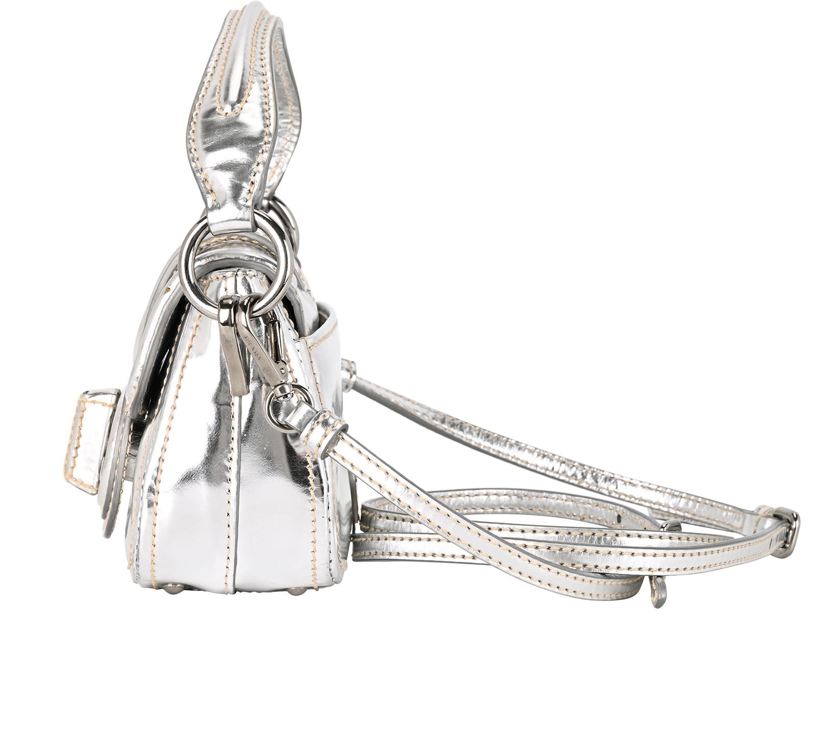 Vintage Crossbody, &pound;250, Handbags, Silver, Patent Leather, Bottom view